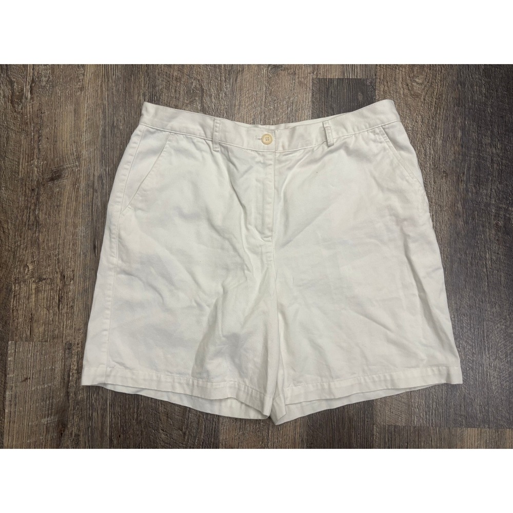 Lauren Ralph Lauren Womens White Cotton Chino Shorts Size 12‎ Mid Rise Preppy 7"